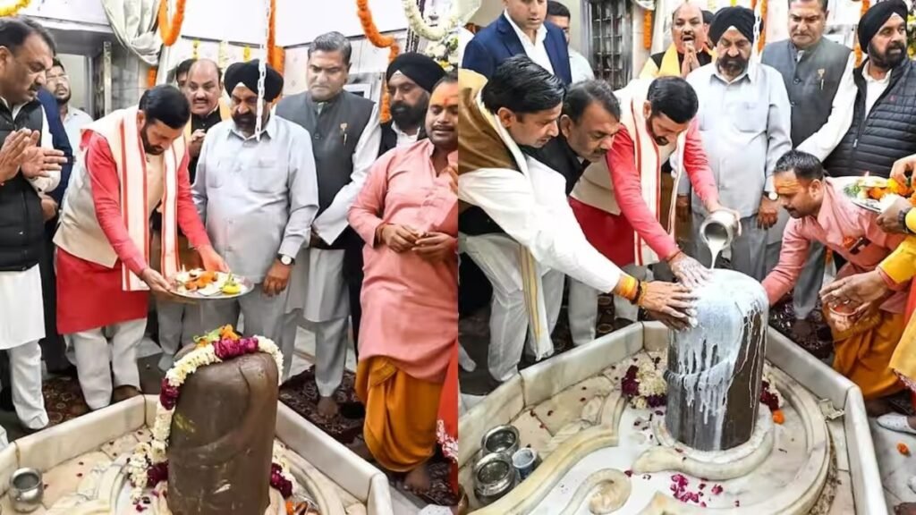 नूंह में CM नायब सिंह सैनी ने नल्हरेश्वर मंदिर में किया जलाभिषेक, सुख-समृद्धि की कामना